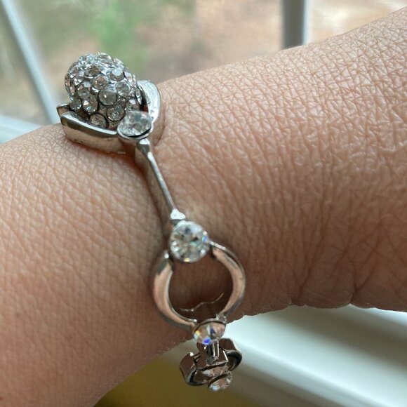 Pave' Set Crystals Silver Tone Bracelet‎ - Picture 4 of 11
